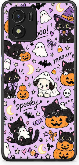 Smartfits Halloween Pisici Negre pe Lila Husă pentru Vivo Y01 Y15s