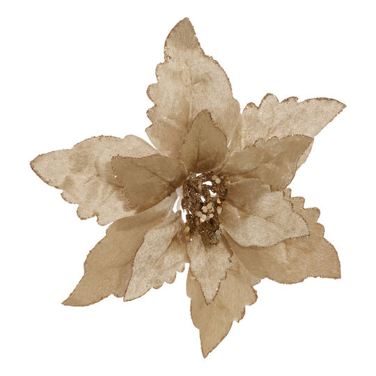 Floare Decorativă de Crăciun, Lungime 20 cm, Aurie