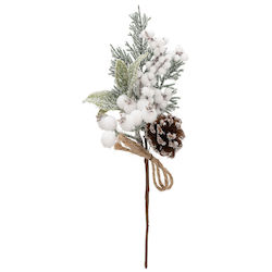 Ramură Decorativă de Crăciun, Lungime 24 cm, Albă