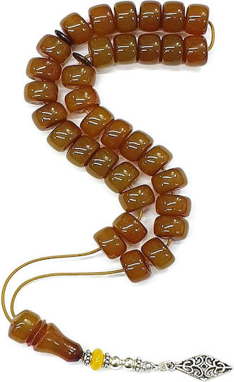 Roloi Komboloi Worry Beads with 33 Mastic Beads, 28 cm Long, Honey