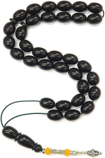 Roloi Komboloi Worry Beads with 33 Mastic Beads, 41 cm Long, Black