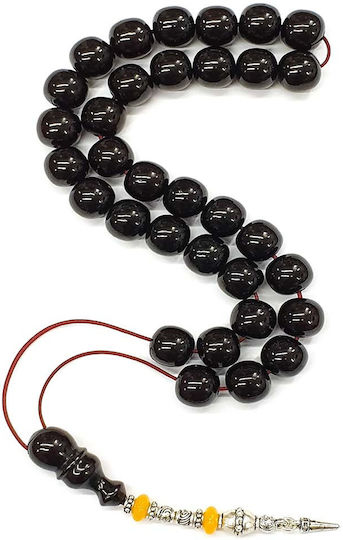Roloi Komboloi Worry Beads with 33 Mastic Beads, 36 cm Long, Burgundy