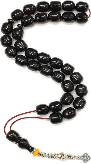 Roloi Komboloi Worry Beads with 33 Mastic Beads, 33 cm Long, Black