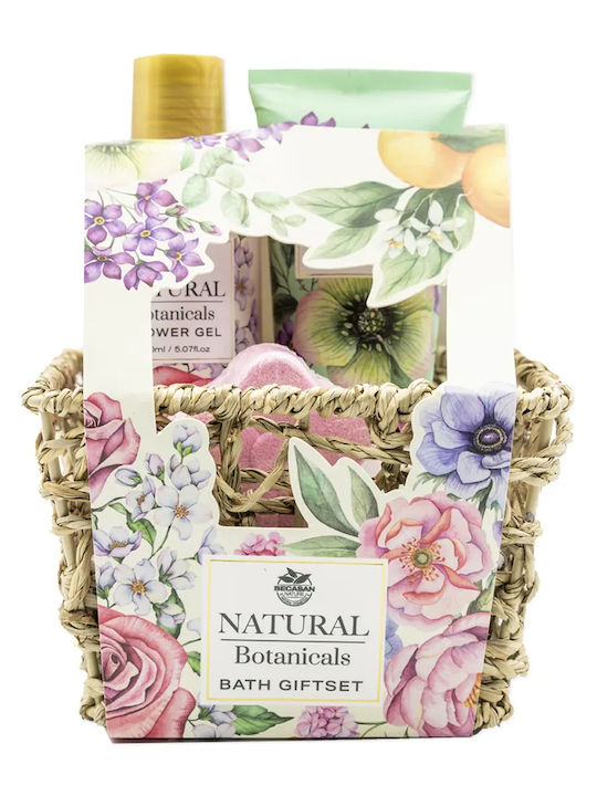 Becasan Natural Botanicals Coș din Ratan Set de Îngrijire pentru Hidratare și Curățarea Corpului 3 Bucăți