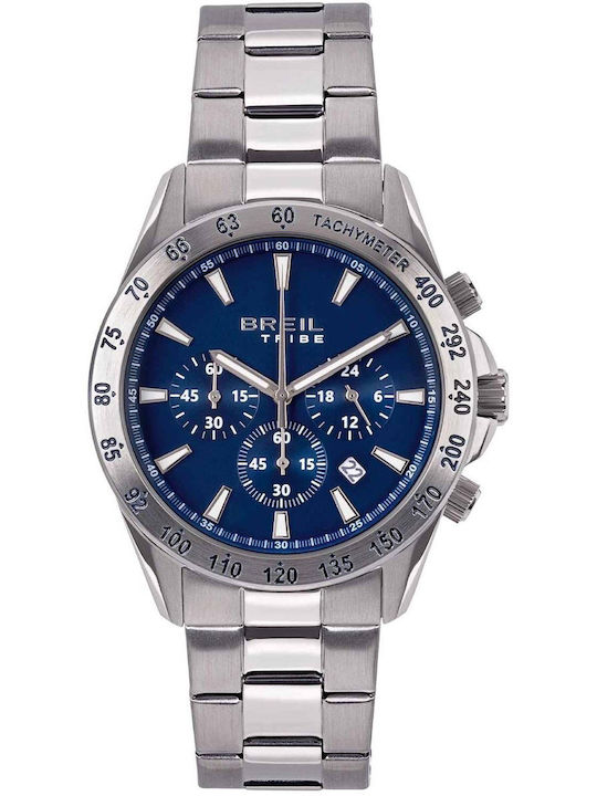 Men's Battery Chronograph Watch with Silver Stainless Steel Bracelet