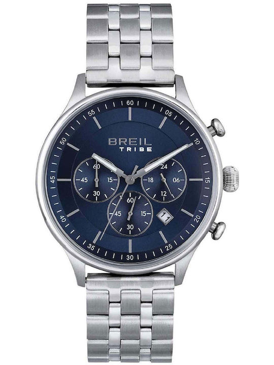 Men's Battery Chronograph Watch with Silver Stainless Steel Bracelet