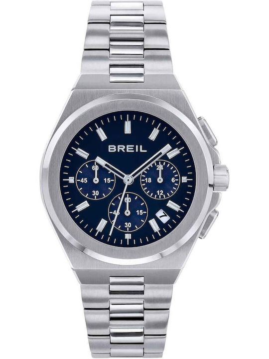 Men's Battery Chronograph Watch with Silver Stainless Steel Bracelet