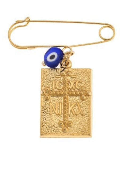 Senza Children’s Safety Pin in Gilded Silver with Constantine Coin