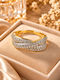 Kingleap Women's Ring with Stones Made of Gold-Plated Steel