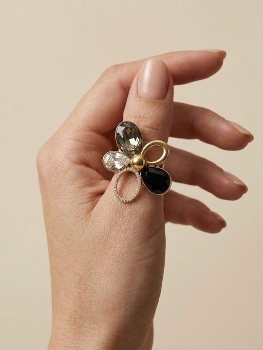 Prime Steel Women's Ring with Stones in Steel