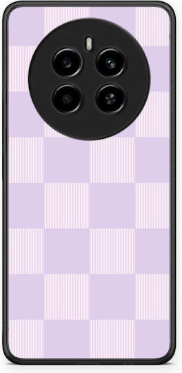 Smartfits Handyhülle mit lilafarbenen, cremefarbenen Streifen und Karos für Realme 12 4G 12+ 13 4G