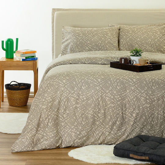 Melinen Neva Super-Double Fitted Sheet Set 160x200+32cm Greige (4pcs)