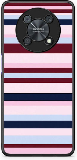 Smartfits Burgundy Pink Blue Horizontal Stripes Huawei Nova Y90 Θήκη