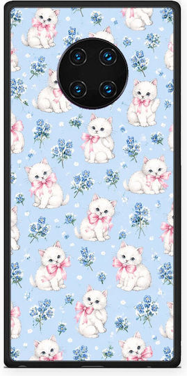 Smartfits White Kittens Blue Flowers Small Huawei Mate 30 Pro Θήκη