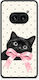 Smartfits Schwarze Katze mit rosa Schleife und Polka-Dots Nothing Phone 2a Hülle