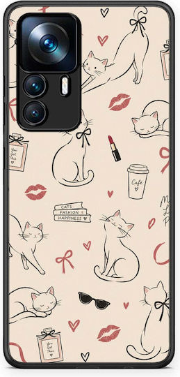 Smartfits Minimal Cat Fashion Doodles On Cream Husă pentru Xiaomi 12T K50 Ultra