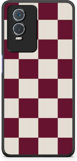 Smartfits Burgundy Cream Striped Checks Vivo Y76 5g Y76s Y74s Θήκη
