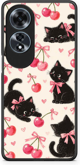 Smartfits Black Kittens Cherries On Cream Husă pentru Oppo A60 4g