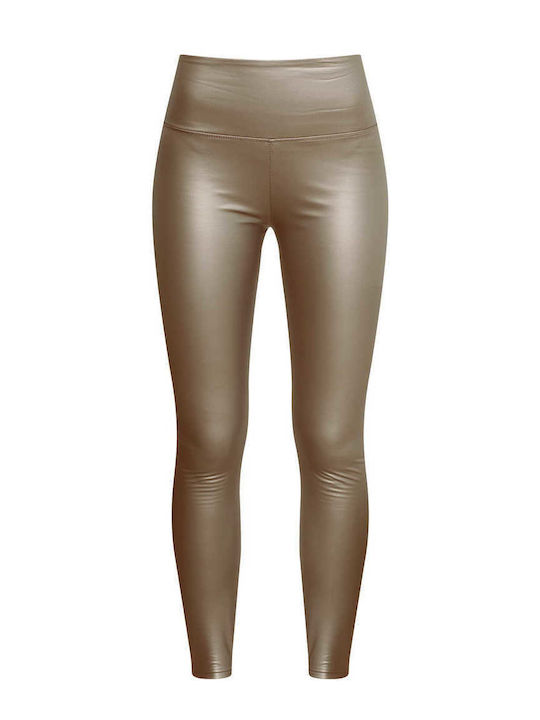 Celestino Damenleggings aus Kunstleder, Einfarb...