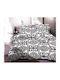 Kraft World Bettlaken-Set King Size mit Gummizug 220x240+25 cm Weiß - Schwarz (5 Stück)