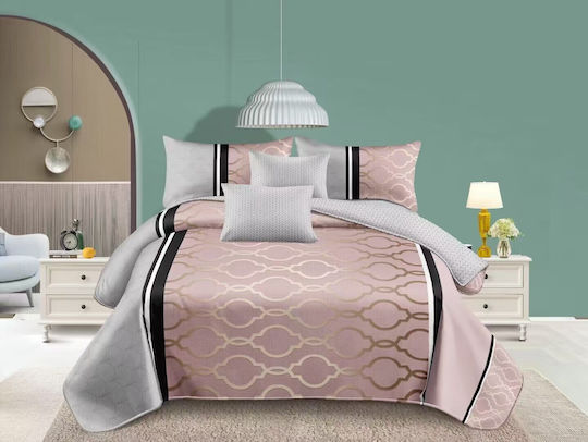 Kraft World Super-Double Fitted Sheet Set with 2 Pillowcases 160x240+25 cm Pink (3 Pieces)