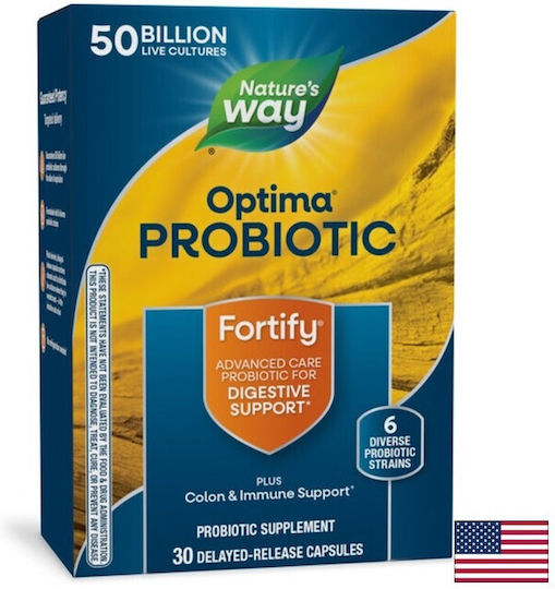 Nature's Way Fortify Optima Хранителна Добавка с Пробиотици 330mg 30 Растителни Капсули