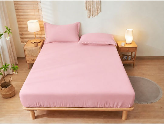 Kraft World King-Size-Spannbettlaken 220 x 240 + 30 cm Rosa BES-KAX220-Rosa