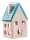 Butlers Winter Village Kerzenhalter für Teelichter aus Keramik in Rosa 7x6x11 cm