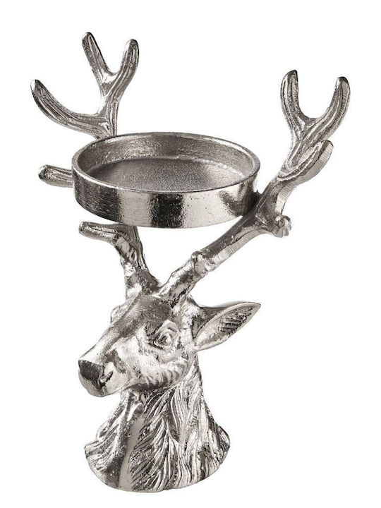 Butlers Oh My Deer Κηροπήγιο Αλουμινίου σε Ασημί Χρώμα 21x18x11εκ.