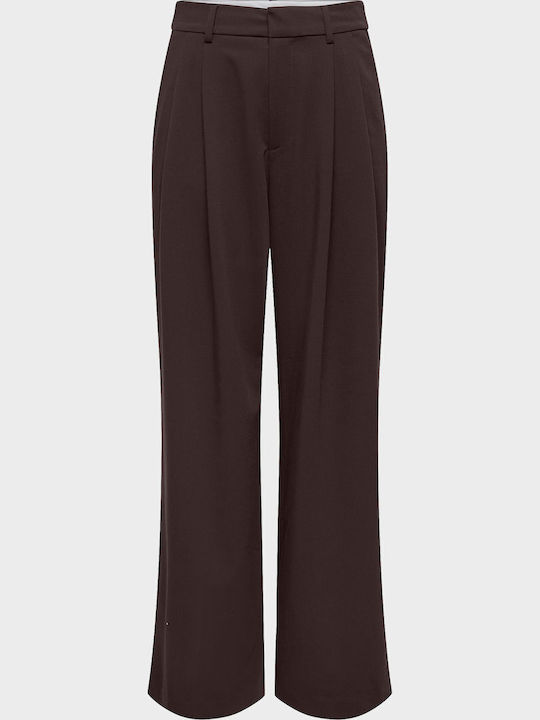 Pantaloni de Trening cu Talie Înaltă și Croială Evazată Dark Brown