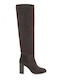 Wildleder Damenstiefel Über dem Knie Braun