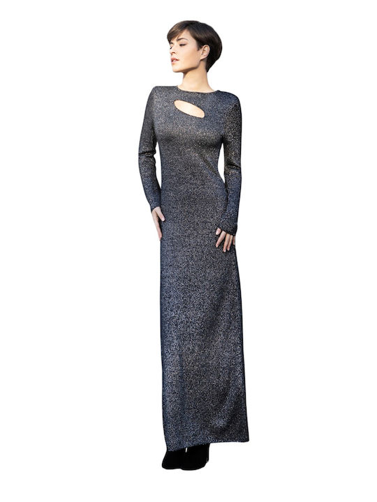 Maxi Βραδινό Φόρεμα Black Silver Silver