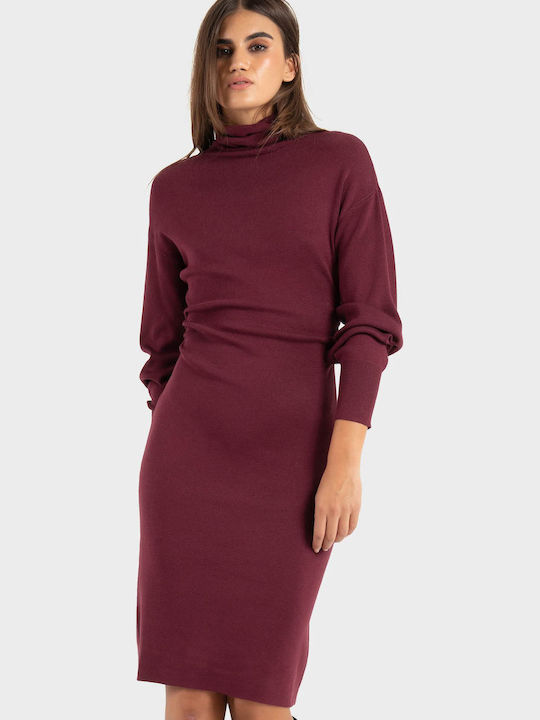 Vero Moda Midi Φόρεμα Ζιβάγκο Bordeaux