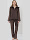 Aruelle Winterliches Damen-Pyjama-Set Choco