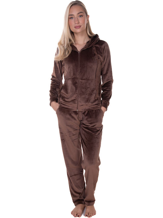 Comfort Winter Women's Brown Pajama Set