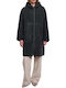 Bouclé Women's Coat Urban Teal with Fur Details
