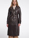 Leather Women's Coffee Roast Trench Coat