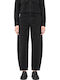 Women's High-Rise Fabric Trousers in a Loose Fit Black
