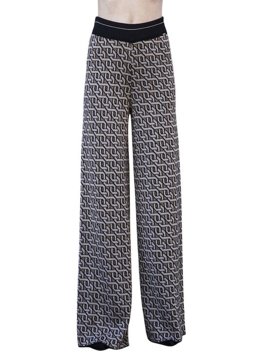 Pantaloni Dama Din Țesătură Negri Multicolori