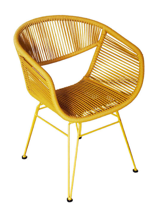 Rattan-Gartenstuhl Pagusa Senfgelb 60x62x80 cm