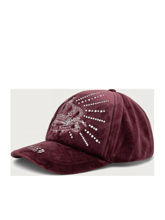 Juicy Regal Rebelle Кадифена шапка с кристали Jcawh226718-755 Дамска в цвят винена дегустация