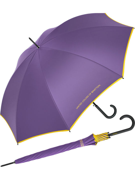 Automatic Rain Umbrella with Walking Stick Purple