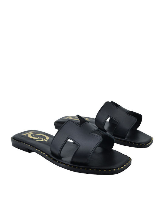 Lederne Damensandalen Schwarz