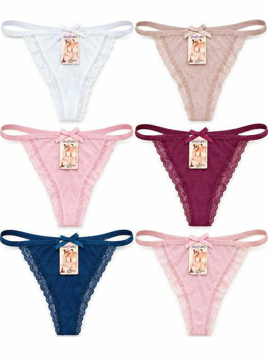 Women's String MultiPack Pink-Blue-White-Beige-Salmon-Burgundy