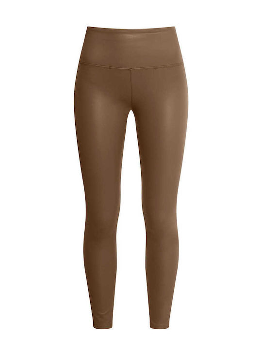 Celestino Damenleggings aus Kunstleder Einfarbi...