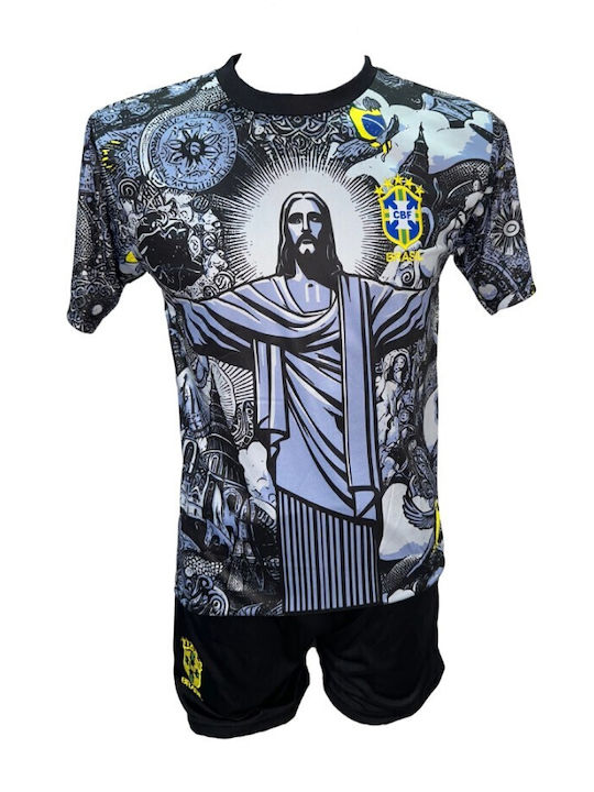 Kids Football Kit Neymar Brazil National Team Black Grey Christ Spesial Edition 101026-07