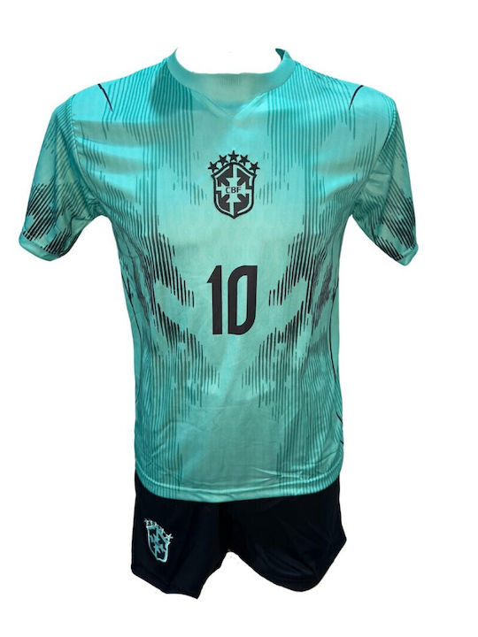 Kids’ Football Kit Neymar Brazil National Team Turquoise Black 101026-06