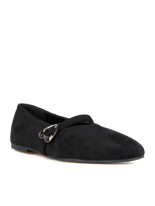 Schwarze Mary-Jane-Ballerinas aus Wildleder Damen