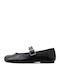 Leather Women's Pointed Toe Mary Jane Ballet Flats with Strap / Buckle Black