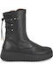 Leather Women's Ankle Boots with Medium Heel Black